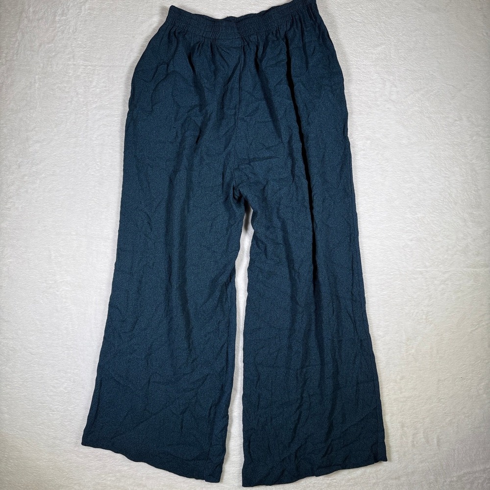 Kathryn Irene‎ Lange Womens Pants Wide Leg High Elastic Waist Blue Size 14 16